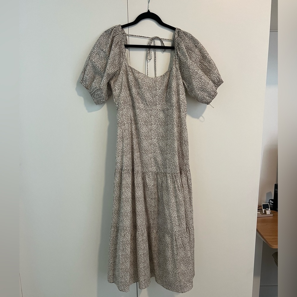 Neutral flowy babydoll dress